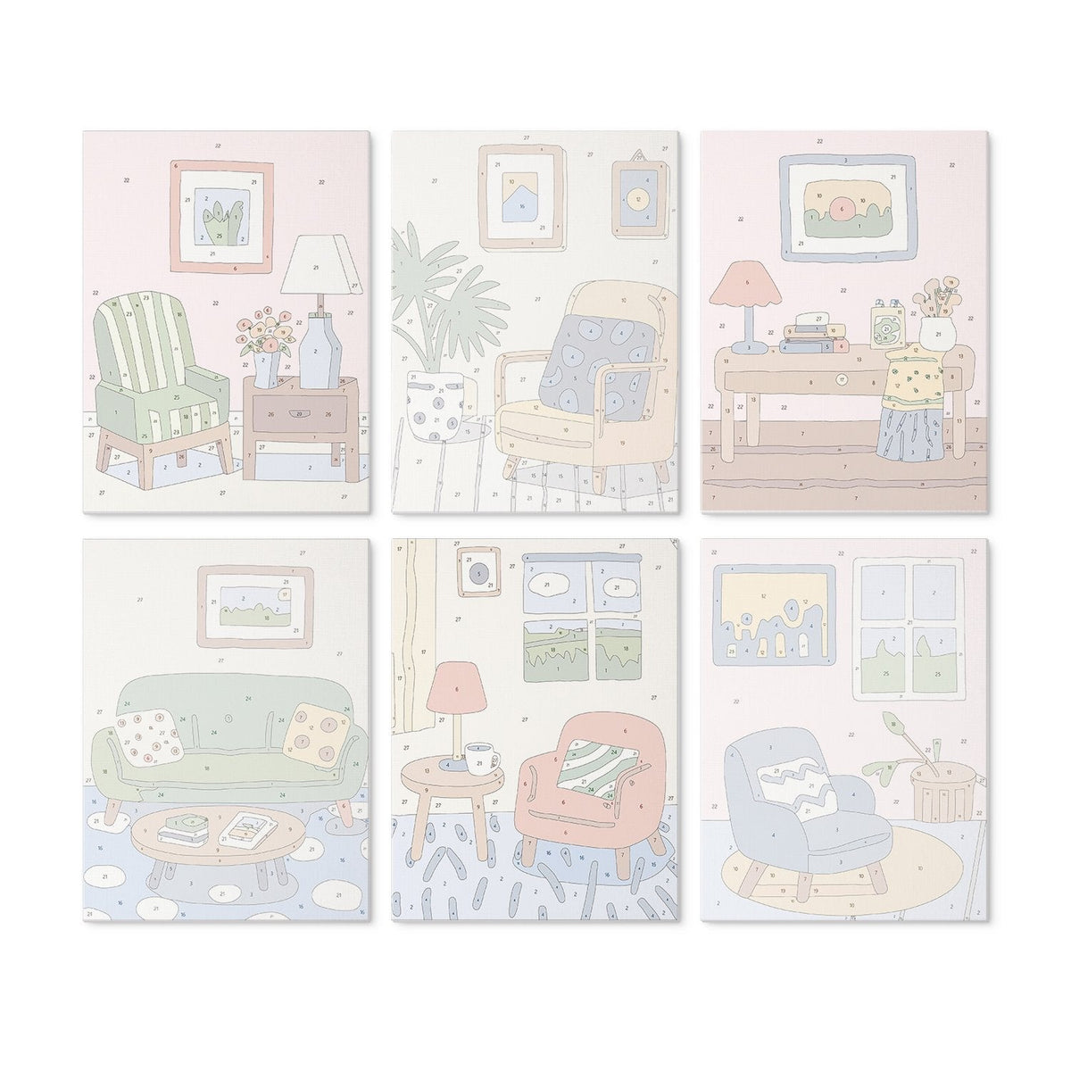 Cozy Corners – Set of 6 Mini Paintings - Judy Paint