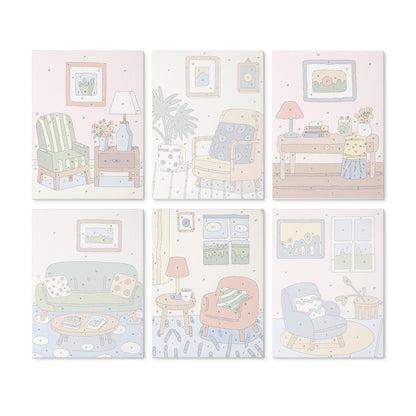 Cozy Corners – Set of 6 Mini Paintings - Judy Paint