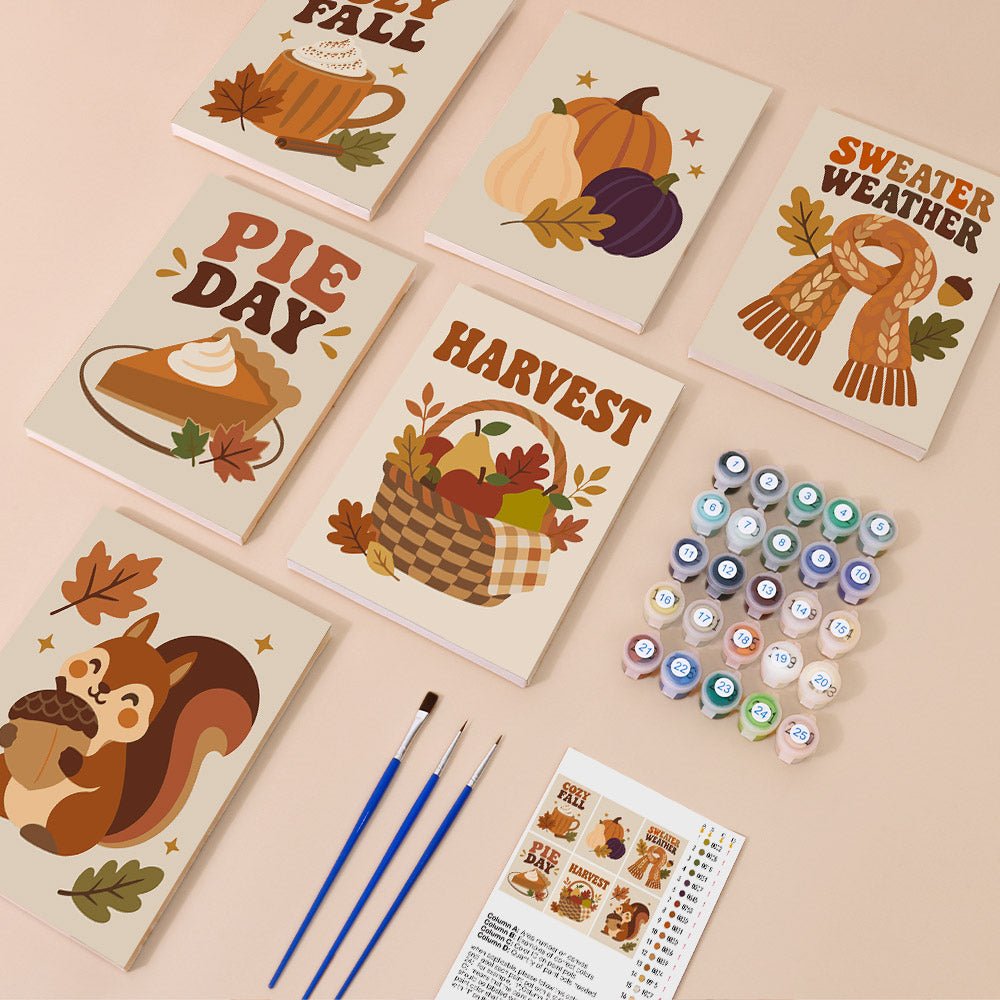 Everything in the Cozy Fall mini painting kit