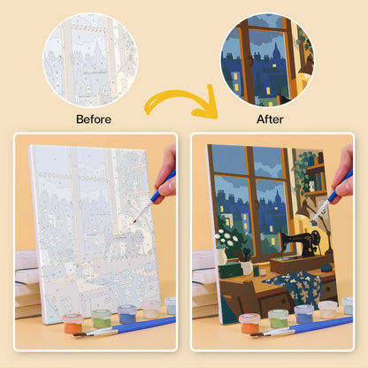 Before and after painting by numbers