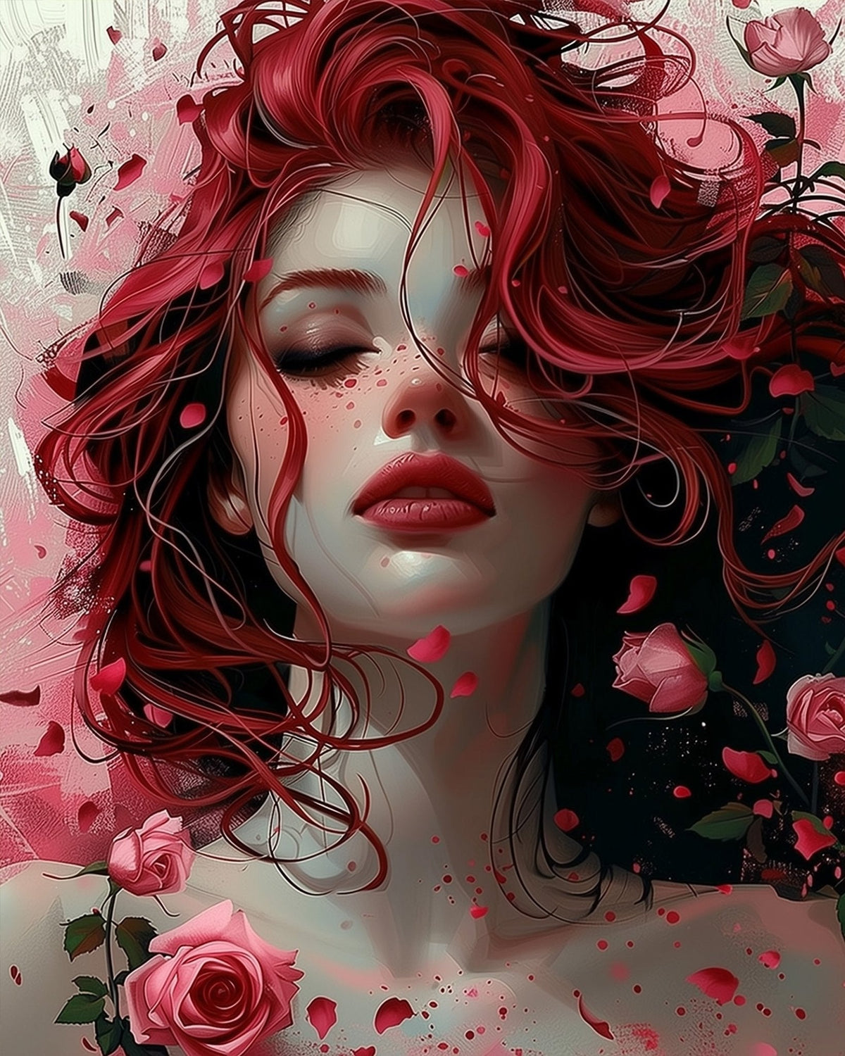 Crimson Elegance - Floral Women - Judy Paint