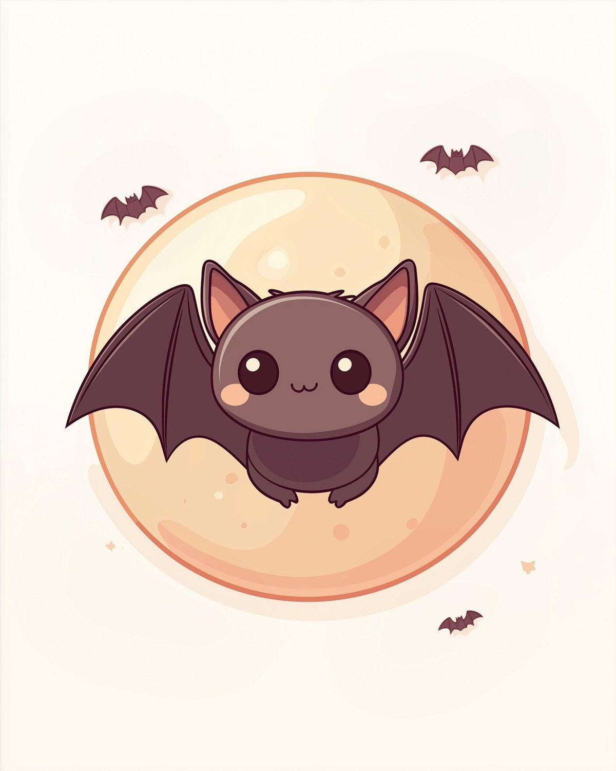 Cute Bat in Moonlight - Halloween - Judy Paint