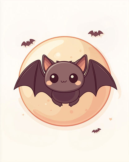 Cute Bat in Moonlight - Halloween - Judy Paint