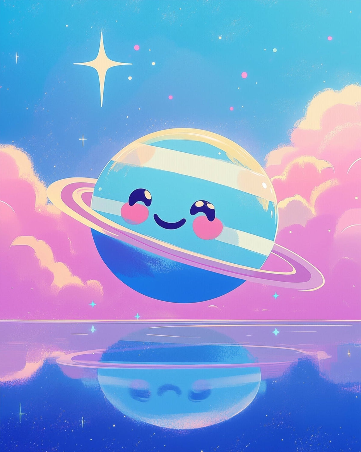 Cute Cosmic Planet Reflection - Galaxies - Judy Paint
