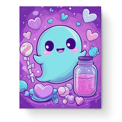 Cute Ghost Candy Parade - Halloween - Judy Paint