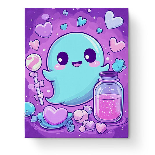 Cute Ghost Candy Parade - Halloween - Judy Paint