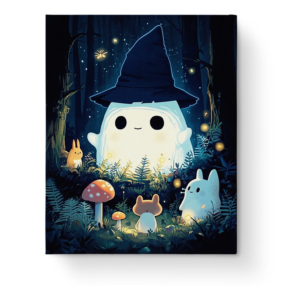 Cute Ghost Witch Gathering - Halloween - Judy Paint