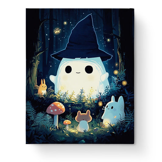 Cute Ghost Witch Gathering - Halloween - Judy Paint