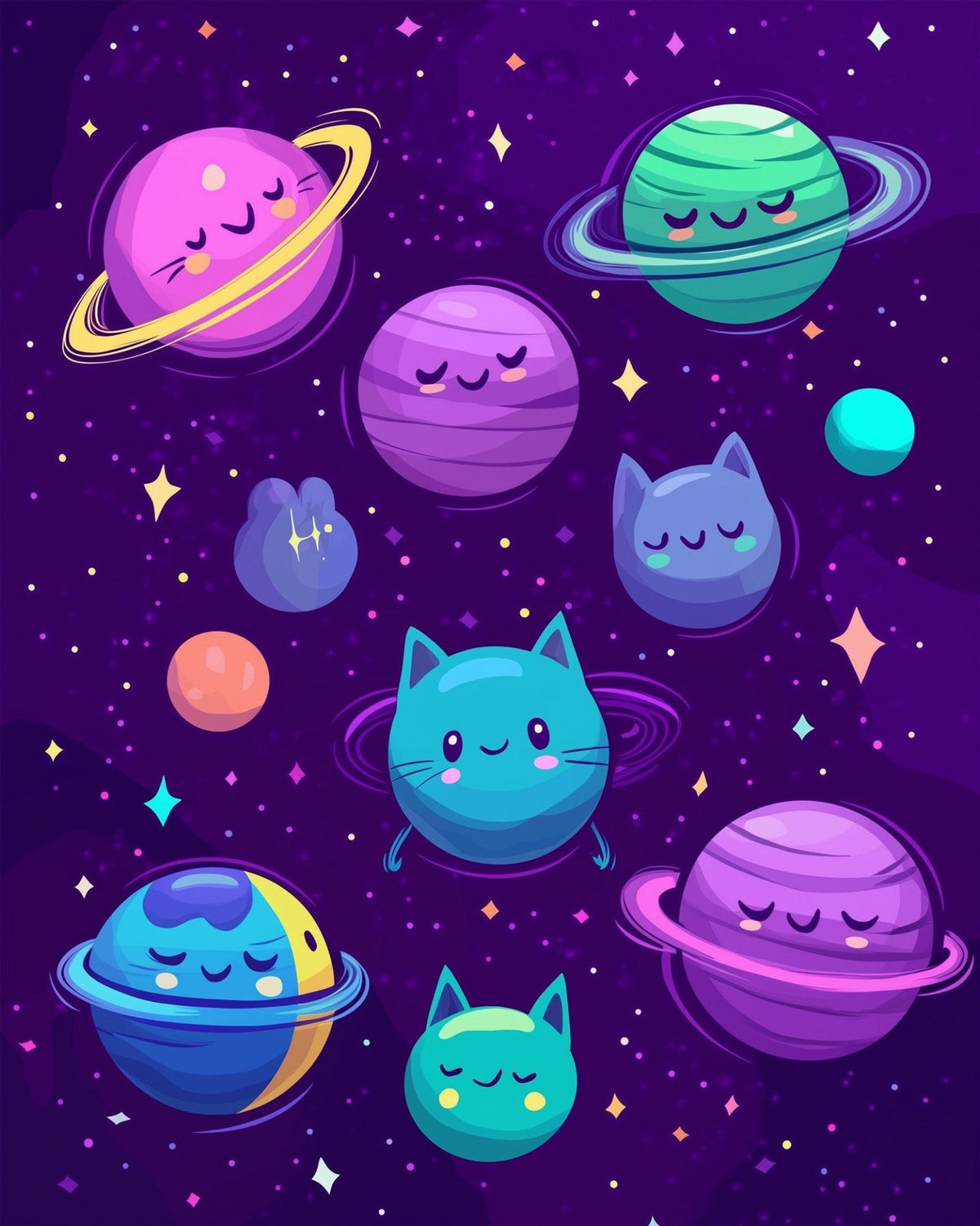 Cute Planet Companions - Galaxies - Judy Paint