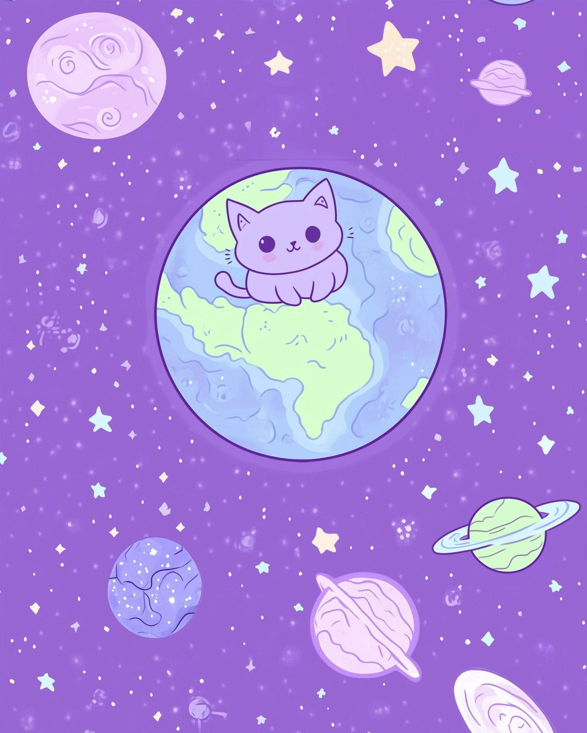 Cute Space Cat - Galaxies - Judy Paint