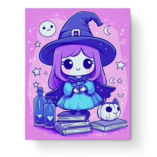 Cute Witch with Books - Halloween - Judy Paint