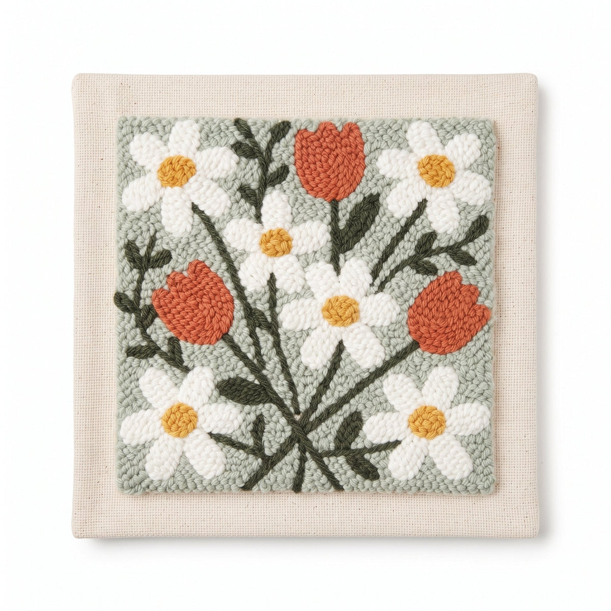 Daisies & Terracotta Tulips – Square Edition - Judy Paint