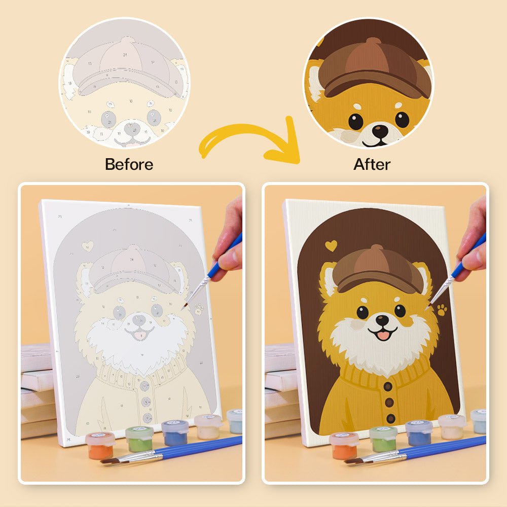 Before and after painting by numbers