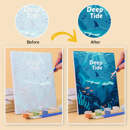 Before and after painting by numbers