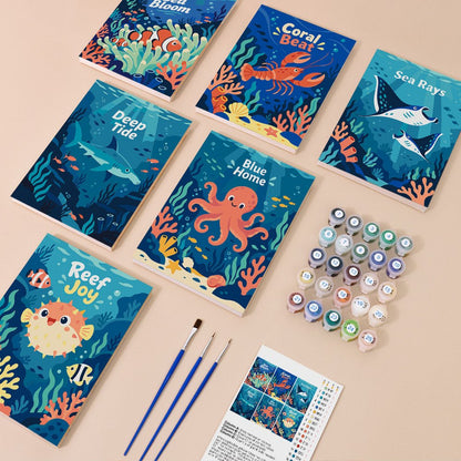 Everything in the Deep Blue Reef mini painting kit