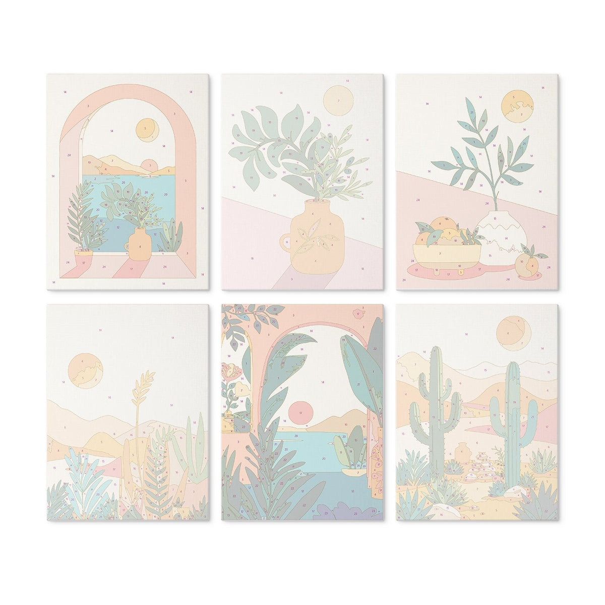 Desert Botanicals – Set of 6 Mini Paintings - Judy Paint