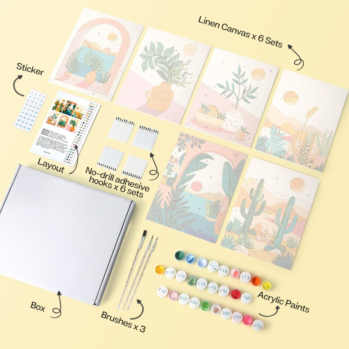 Desert Botanicals – Set of 6 Mini Paintings - Judy Paint