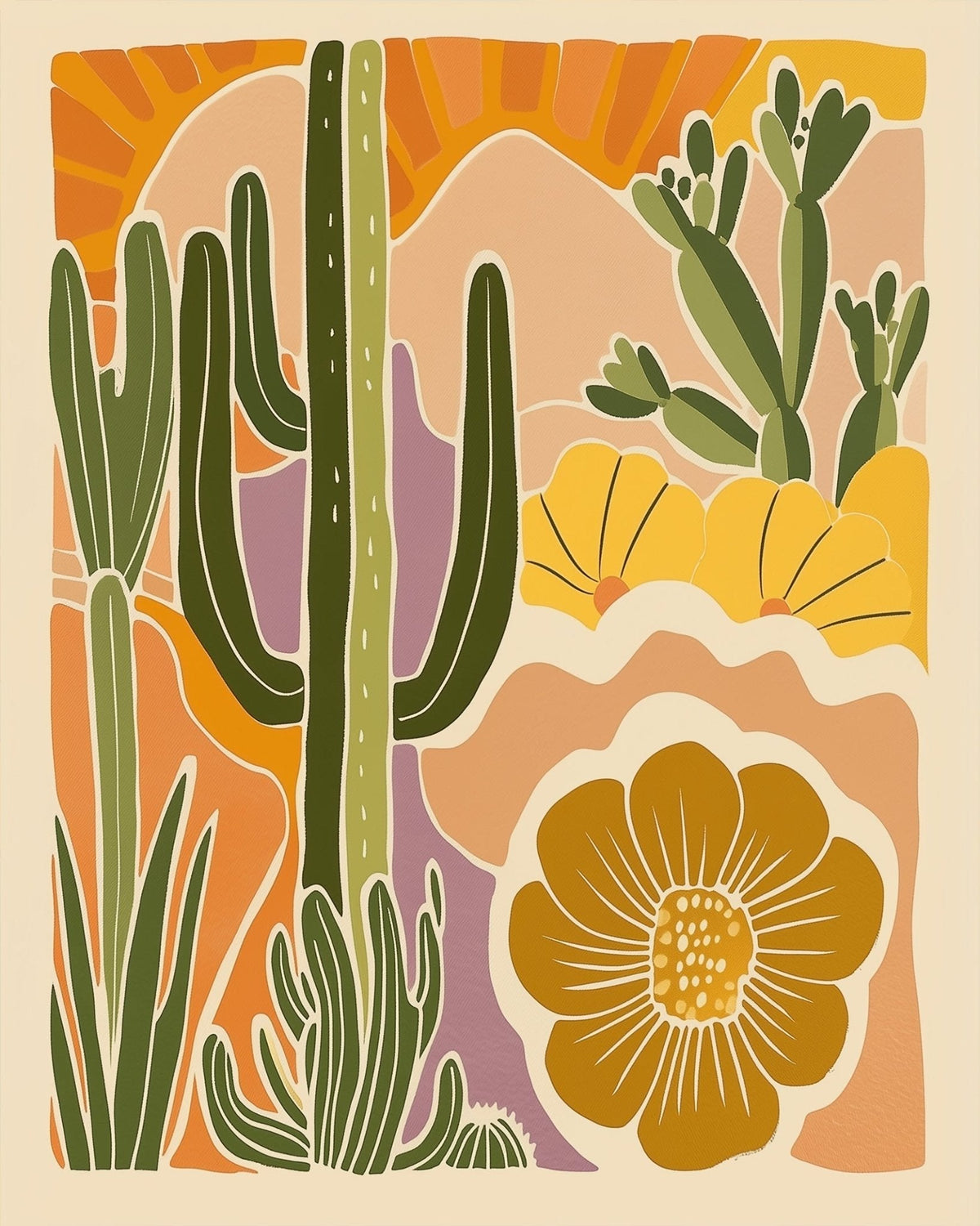 Desert Cactus Scene - Minimalistic - Judy Paint