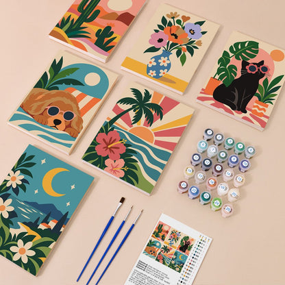Everything in the Desert Cat Dreams mini painting kit