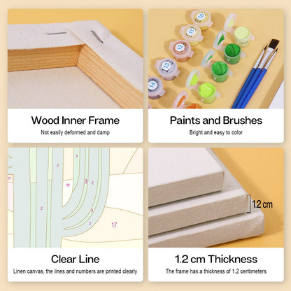 Wood inner frame, paints and brushes, clear lines, 1.2 cm thickness