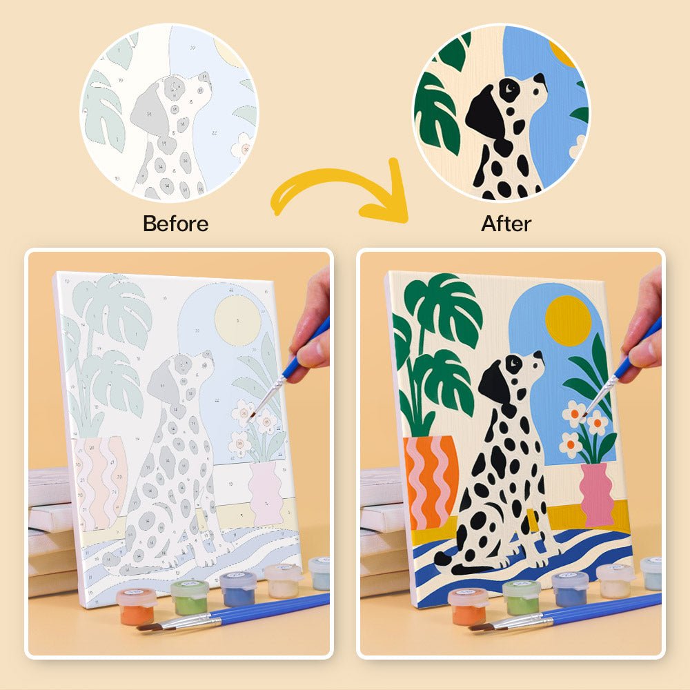 Before and after painting by numbers