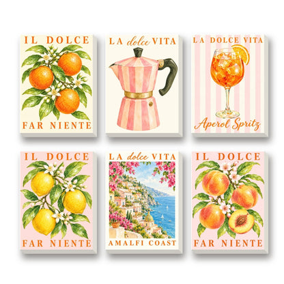 Dolce Vita Summer – set of 6 mini paint by numbers canvases