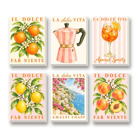 Dolce Vita Summer – set of 6 mini paint by numbers canvases
