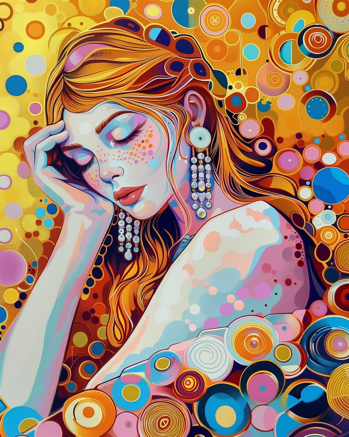 Dreamy Circles Portrait - Bohemian Vibes - Judy Paint