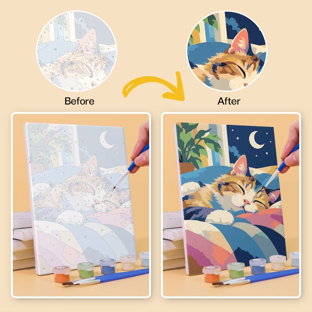 Before and after painting by numbers