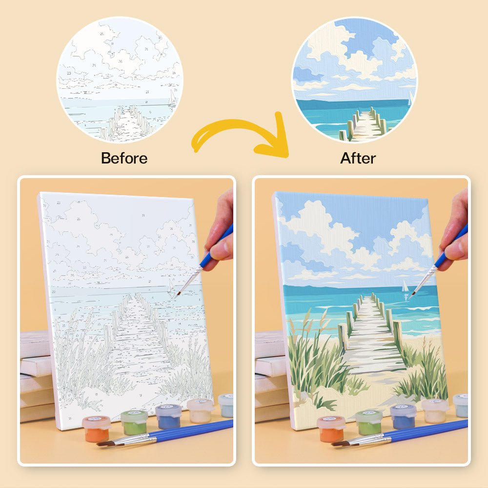 Before and after painting by numbers