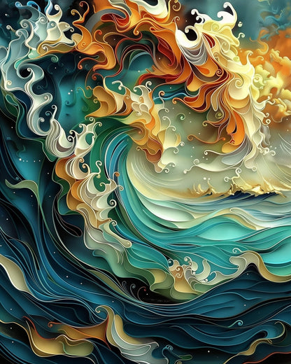 Dynamic Ocean Wave - Sea Landscape - Judy Paint
