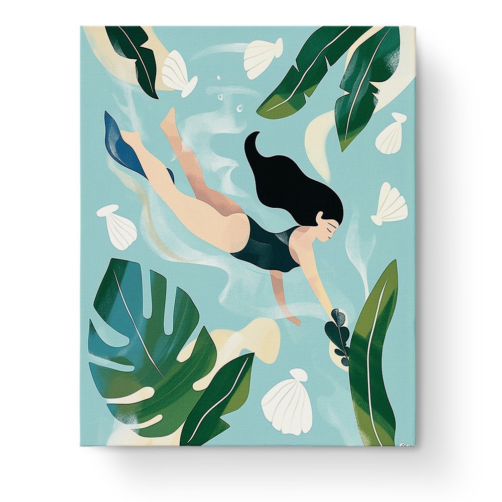 Elegant Diver in Nature - Minimalistic - Judy Paint
