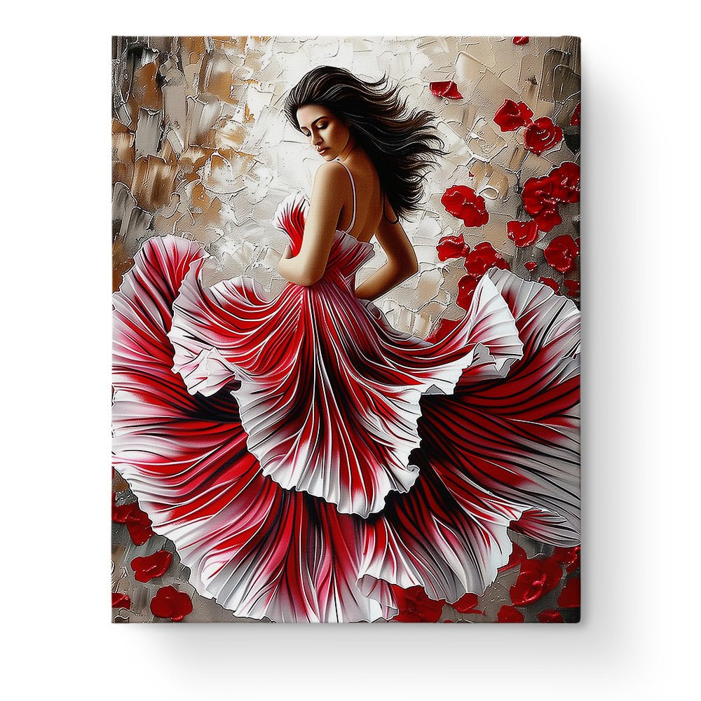 Elegant Red Dress - Floral Women - Judy Paint