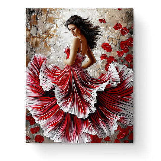 Elegant Red Dress - Floral Women - Judy Paint