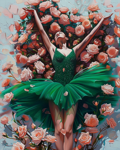 Emerald Ballet Bliss - Floral Women - Judy Paint