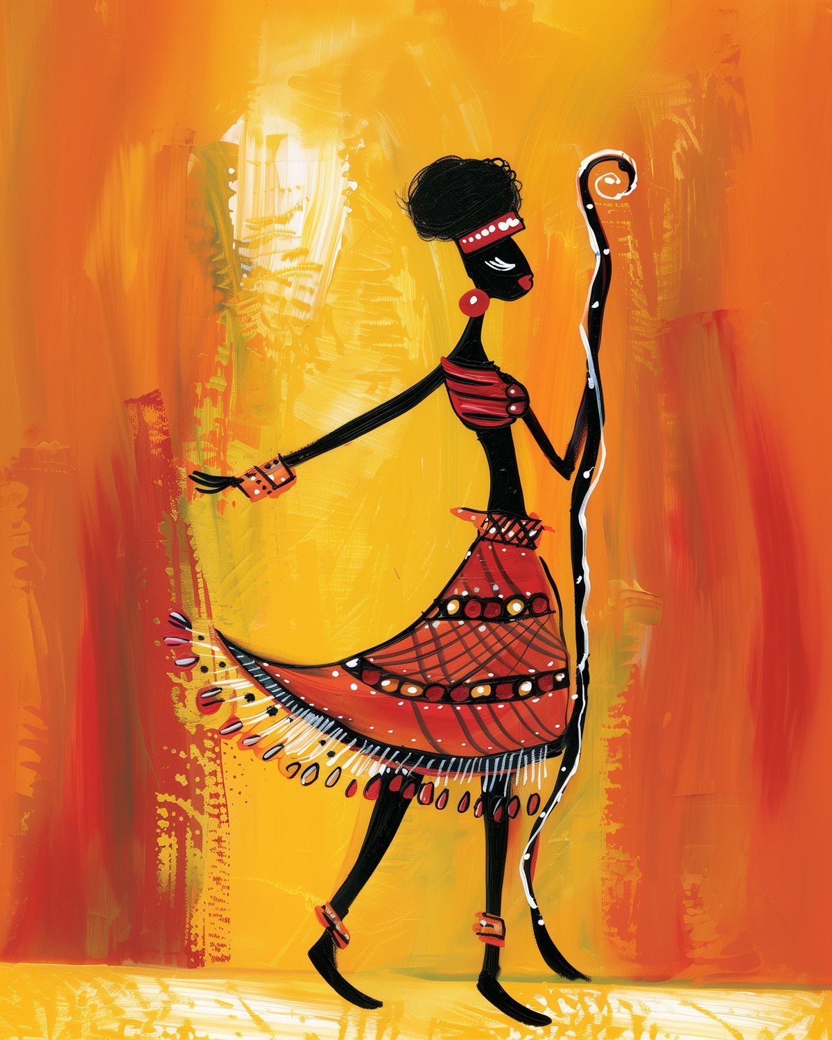 Enchanting African Woman with Magical Staff - Judy Paint