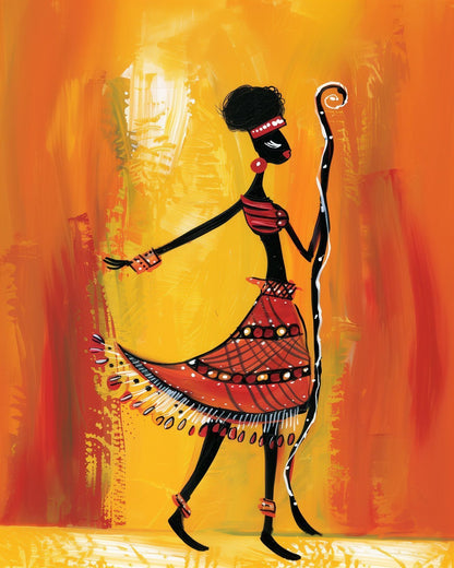 Enchanting African Woman with Magical Staff - Judy Paint