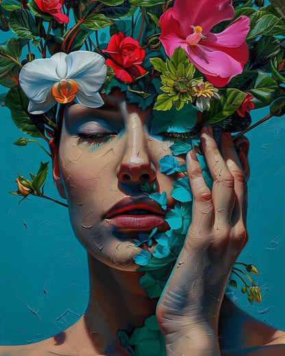 Ethereal Blossom Portrait - Floral Women - Judy Paint