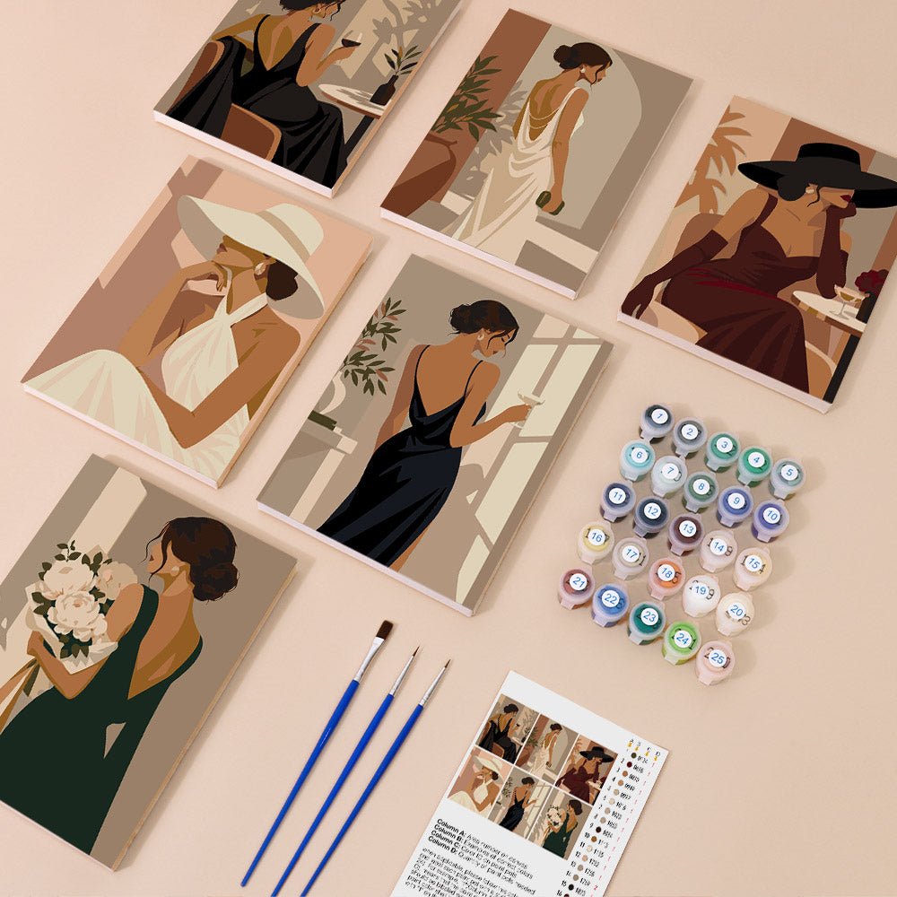 Everything in the Evening Elegance mini painting kit