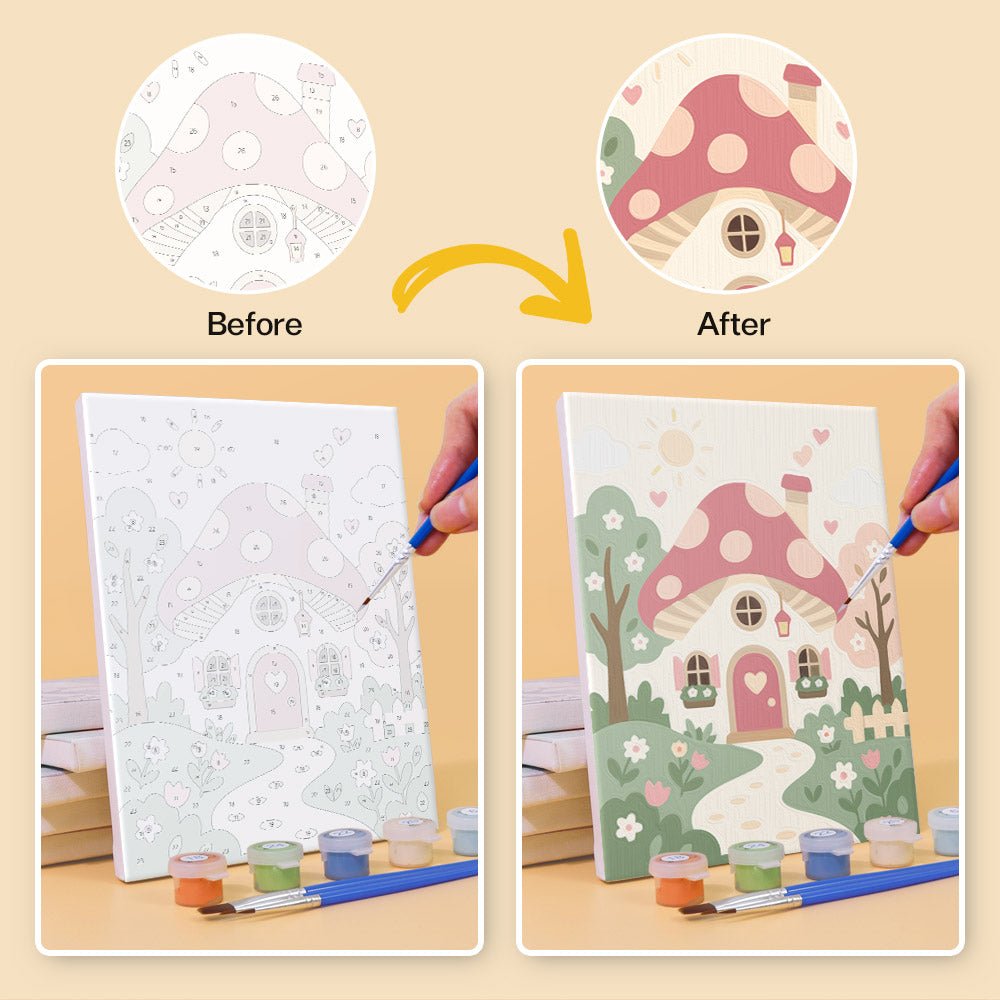 Before and after painting by numbers