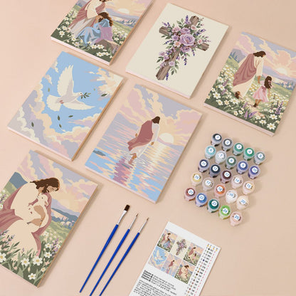 Everything in the Faith and Grace mini painting kit