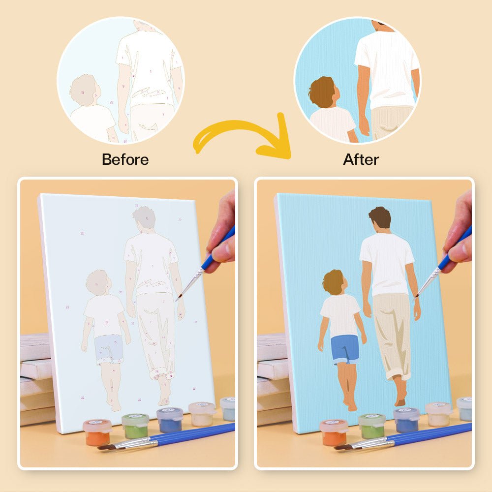 Before and after painting by numbers
