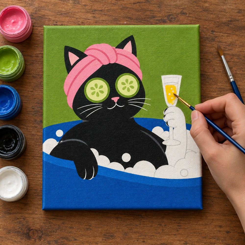 Painting the Fancy Feline Nights mini canvases