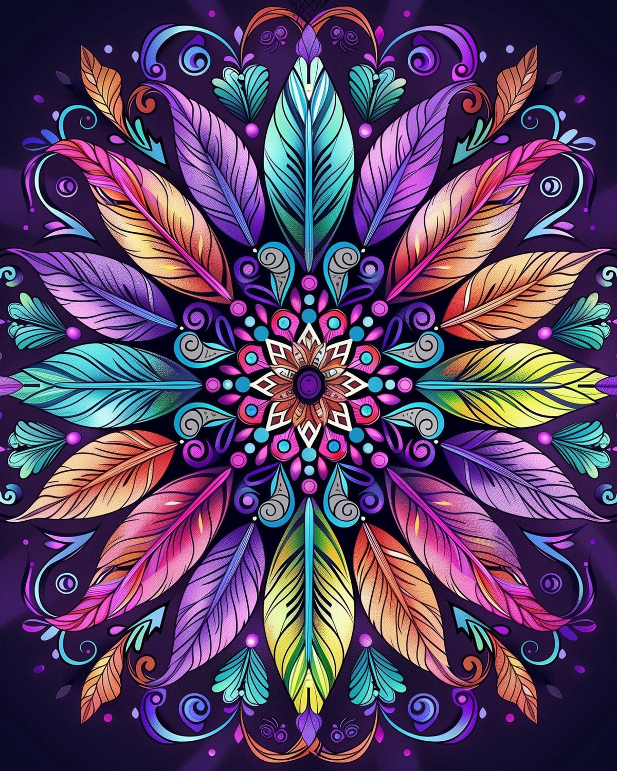 Feathered Harmony - Mandalas - Judy Paint