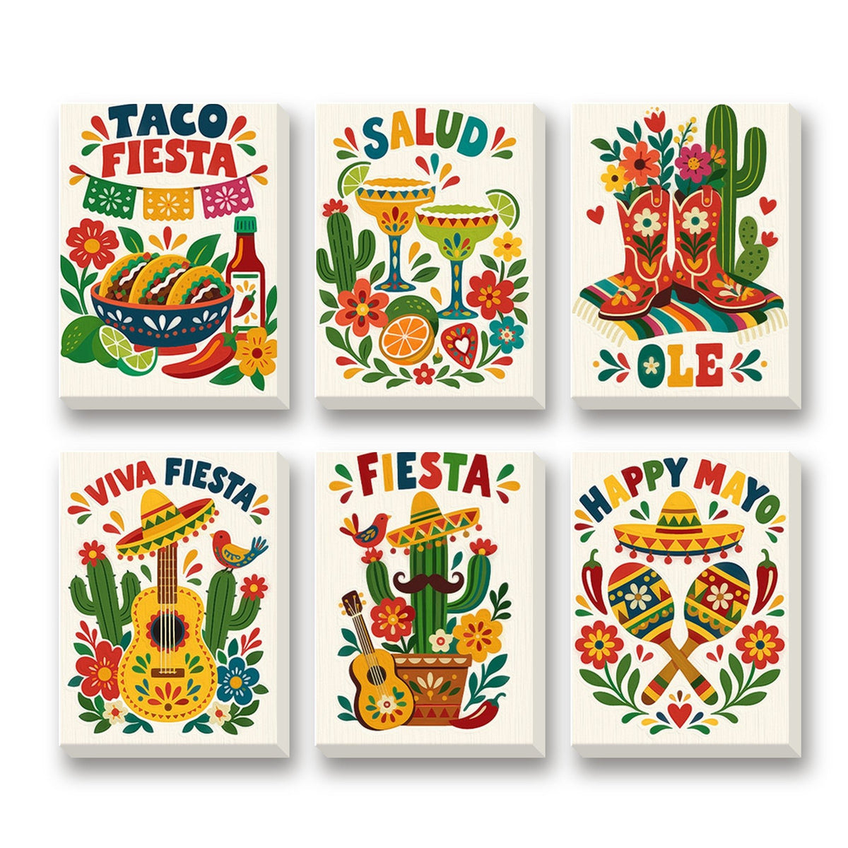 Fiesta Time – set of 6 mini paint by numbers canvases