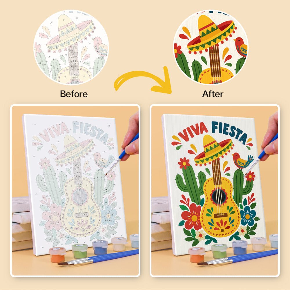 Before and after painting by numbers