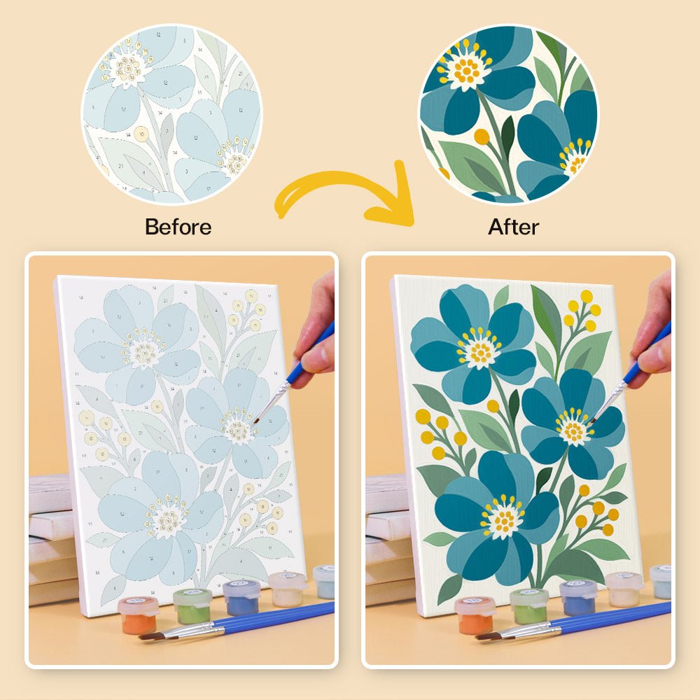 Before and after painting by numbers