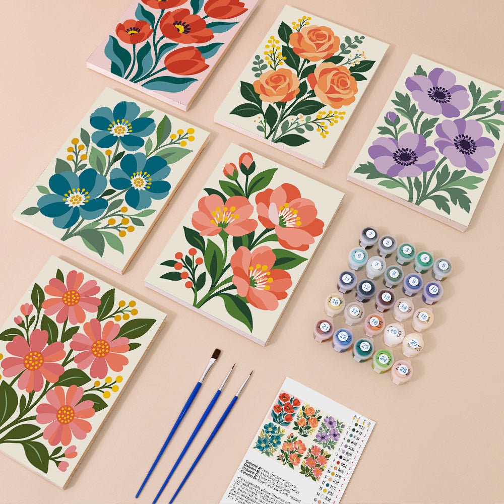Everything in the Floral Abundance mini painting kit