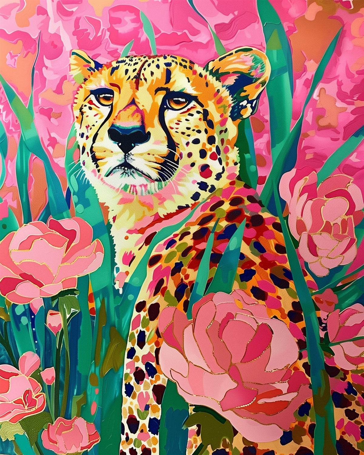 Floral Cheetah - Abstract Animals - Judy Paint