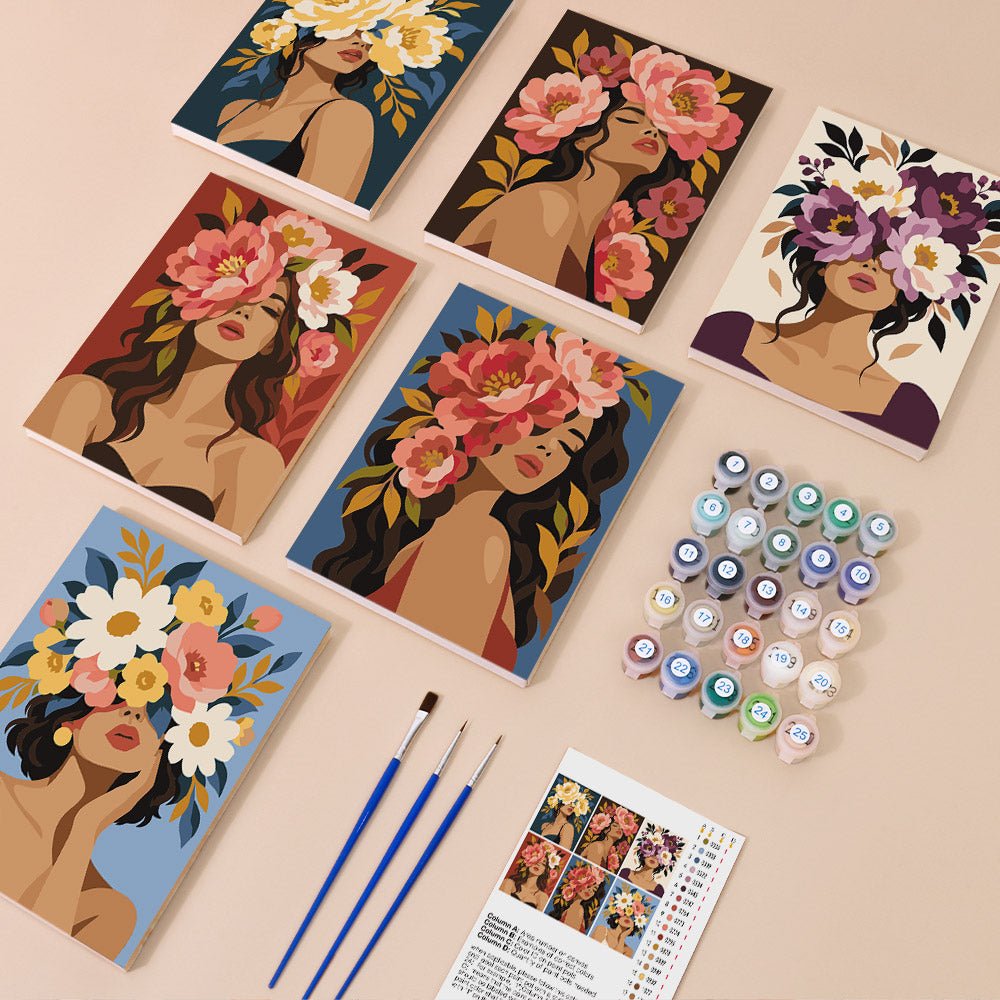 Everything in the Floral Muses mini painting kit